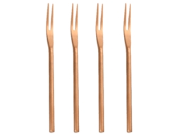 4 Garfos Para Salada Em Aço Inox 13x0,6cm Rosa Dourado