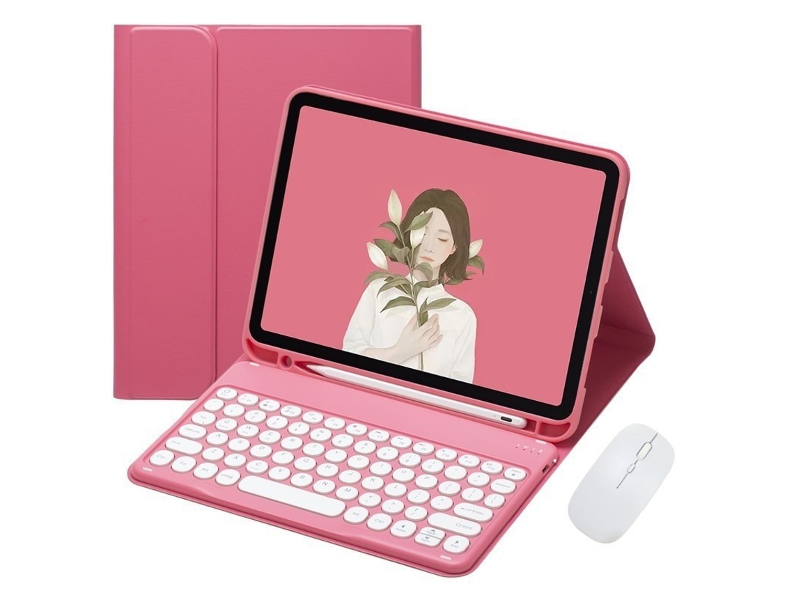 Capa Com Teclado Para Ipad Pro 13 Polegadas, Com Teclado E Mouse Bluetooth Magnético (rose Red) Cuich (2024)