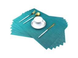 2026 conjunto de 6 Manteles de Bambú Azul Resistentes a Manchas para Mesa de Comedor
