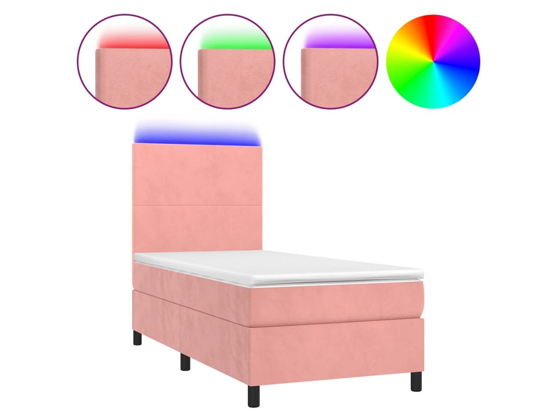Box Spring Bed, Box Spring Beds Vidaxl Cor-de-rosa Veludo (90 X 200 Cm)