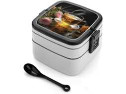 Caixa Bento Box Retangular De Design Minimalista Moderno, Empilhável E À Prova De Vazamentos, Com Duas Camadas, Ideal