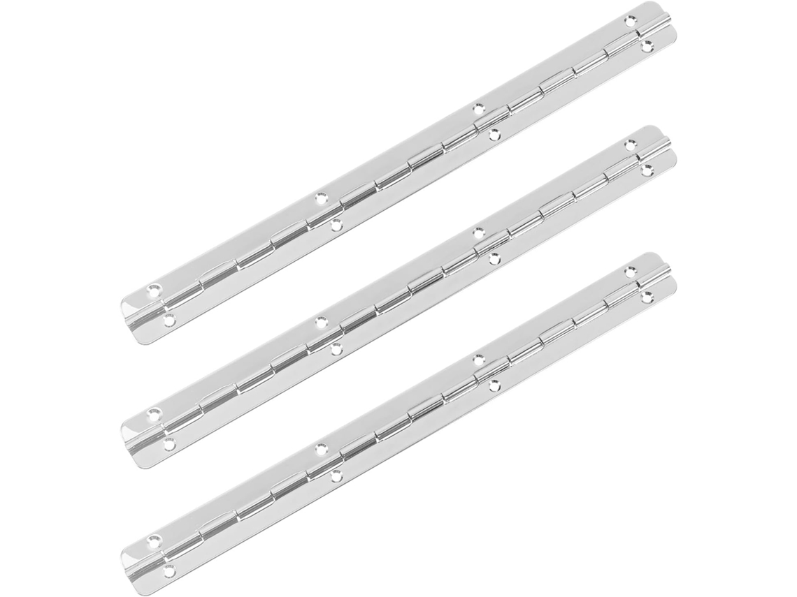 3 Dobradiças Longas Niqueladas Para Piano, Aço 200 17 180°, X Mm