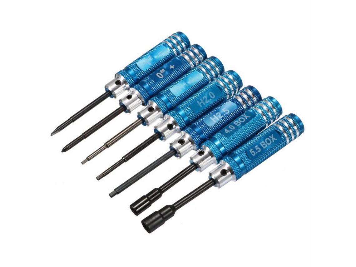 Conjunto de 7 Chaves de Fendas Hexagonais Pretas de 1,5/2/2,5/3/4/5,5 Mm para Modelos Rc. MDUG