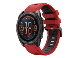 Bracelete Esportivo Silicone para Garmin Fenix 8 Amoled com duas cores Vermelho e Preto XIAOMOYU