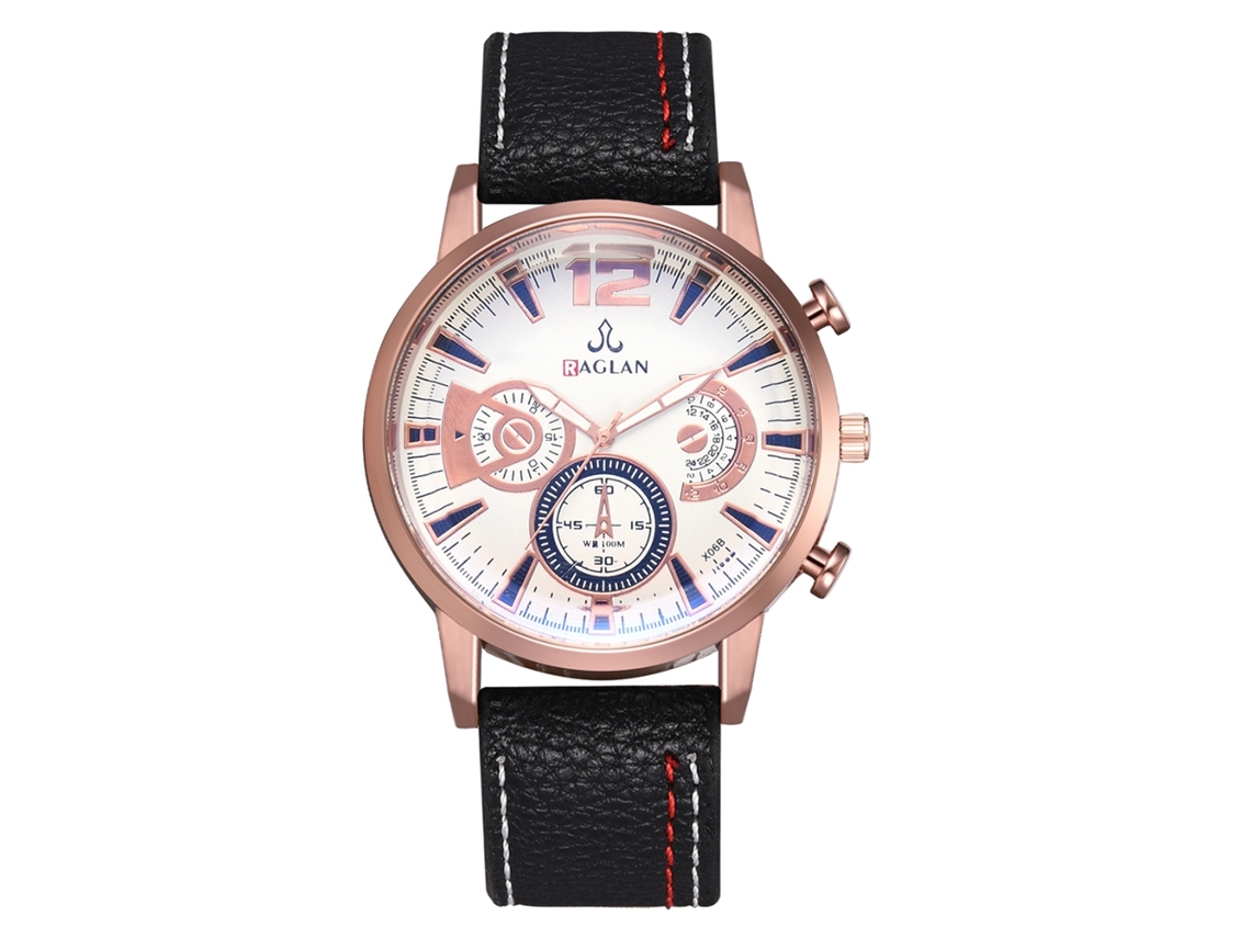 Relógio Masculino de Quartzo com Pulseira de Couro Pu Estilo Simples Preto