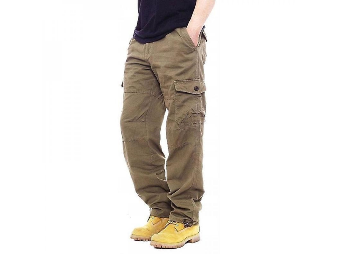 2026 calças de Inverno para Homem com Pelos Grossos Térmicas com Bolsos Casuais de Tela de Algodão Curtas Retas 4xl Amarillo