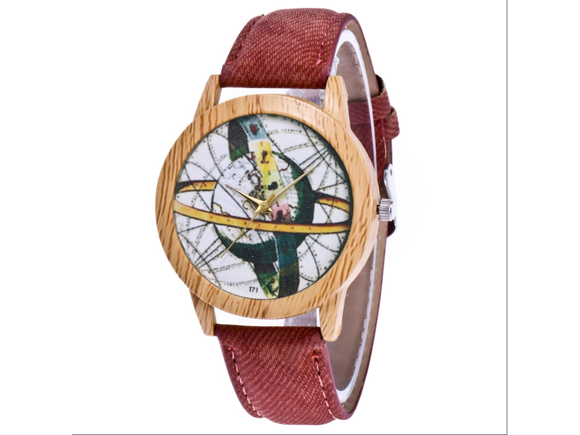 Relógio de Pulso Casual de Quartzo com Pulseira de Couro para Homem e Mulher Marrom