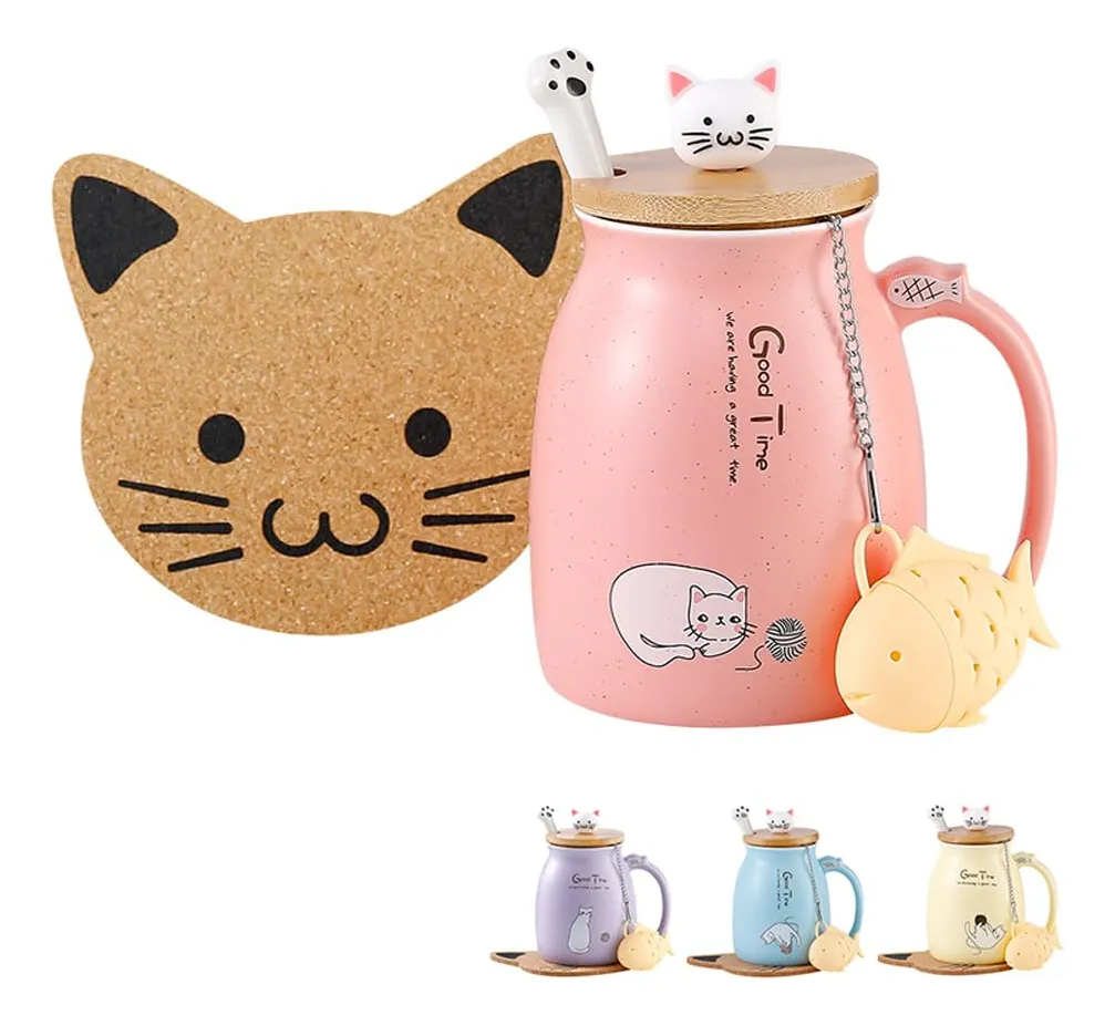 Xícara de Chá com Infusor e Tampa, Caneca de Café de Cerâmicaslowmoose