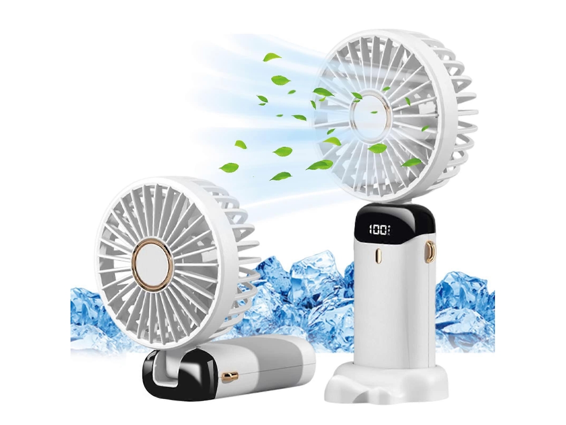 Ventilador Portátil De Mão Com 5 Velocidades, Mini Ventilador Recarregável Via Usb Com Visor Led - Para Casa, Escritório, Quarto