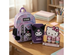 Mochila 42cm E Estojo Escolar Hello Kitty Kuromi Com Necesser