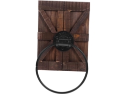 Porta-toalhas Rústico De Ferro Com Base Madeira, Estilo Vintage