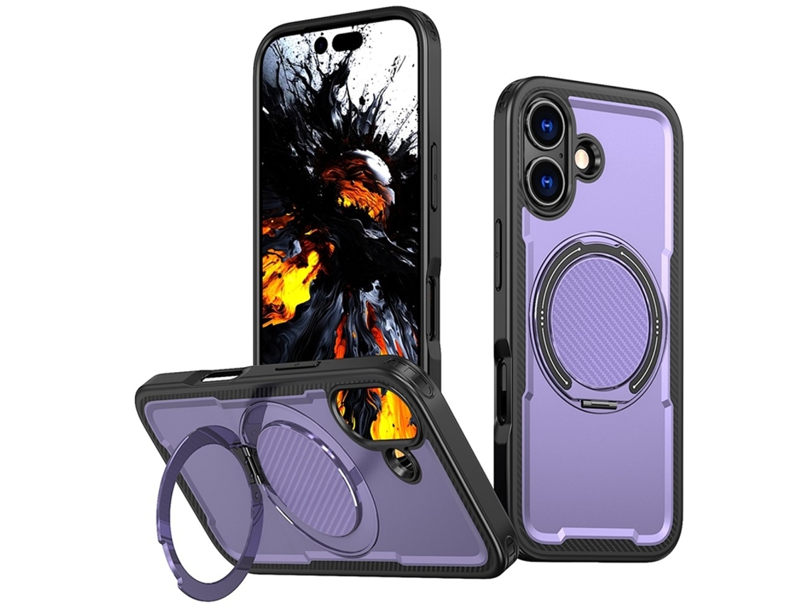 Capa Para Iphone 17 Com Magsafe Em Tpu Pc E Suporte - Roxa