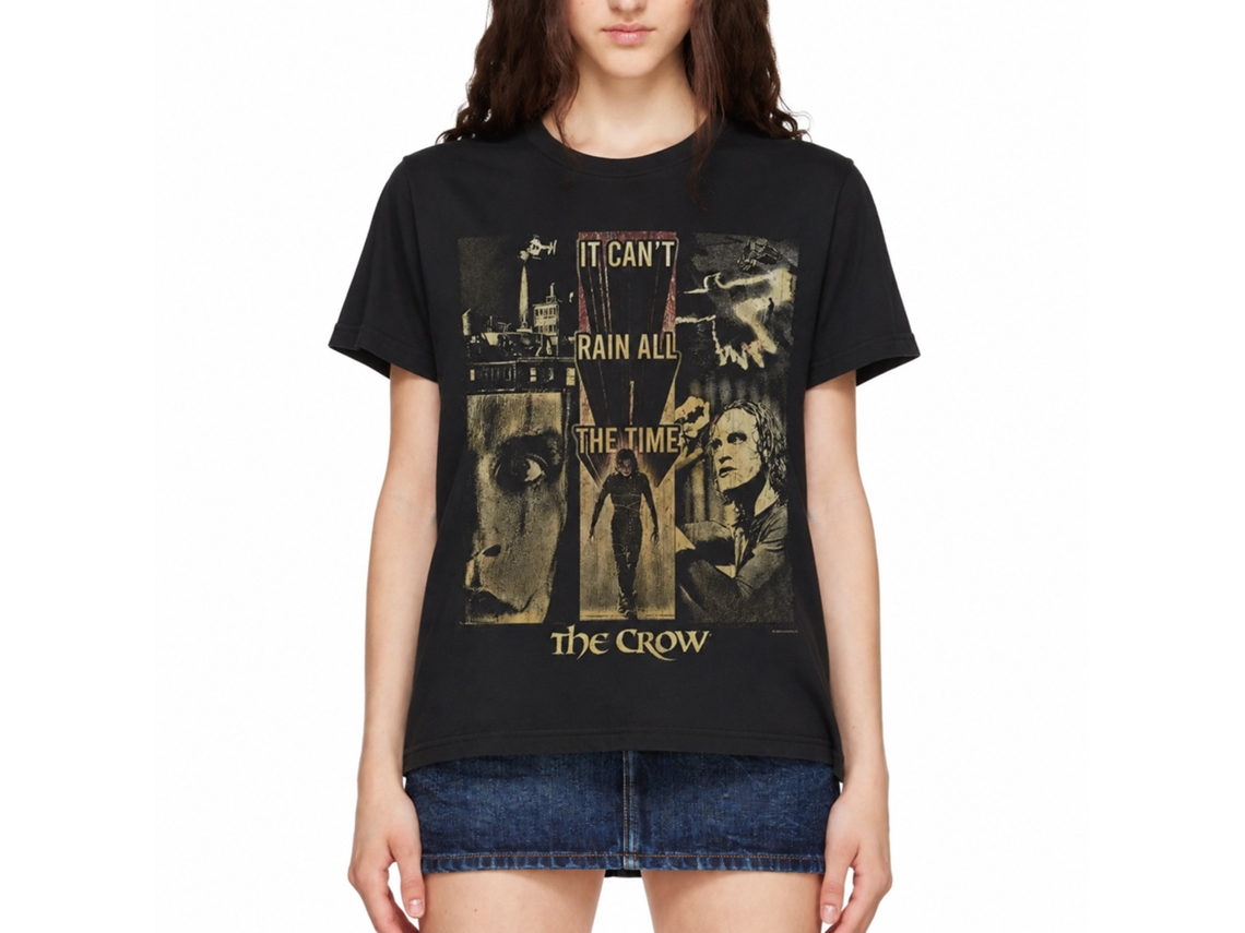 Rockinstone The Crow Movie Cant Rain Collage Black Adult T-shirt Size:l