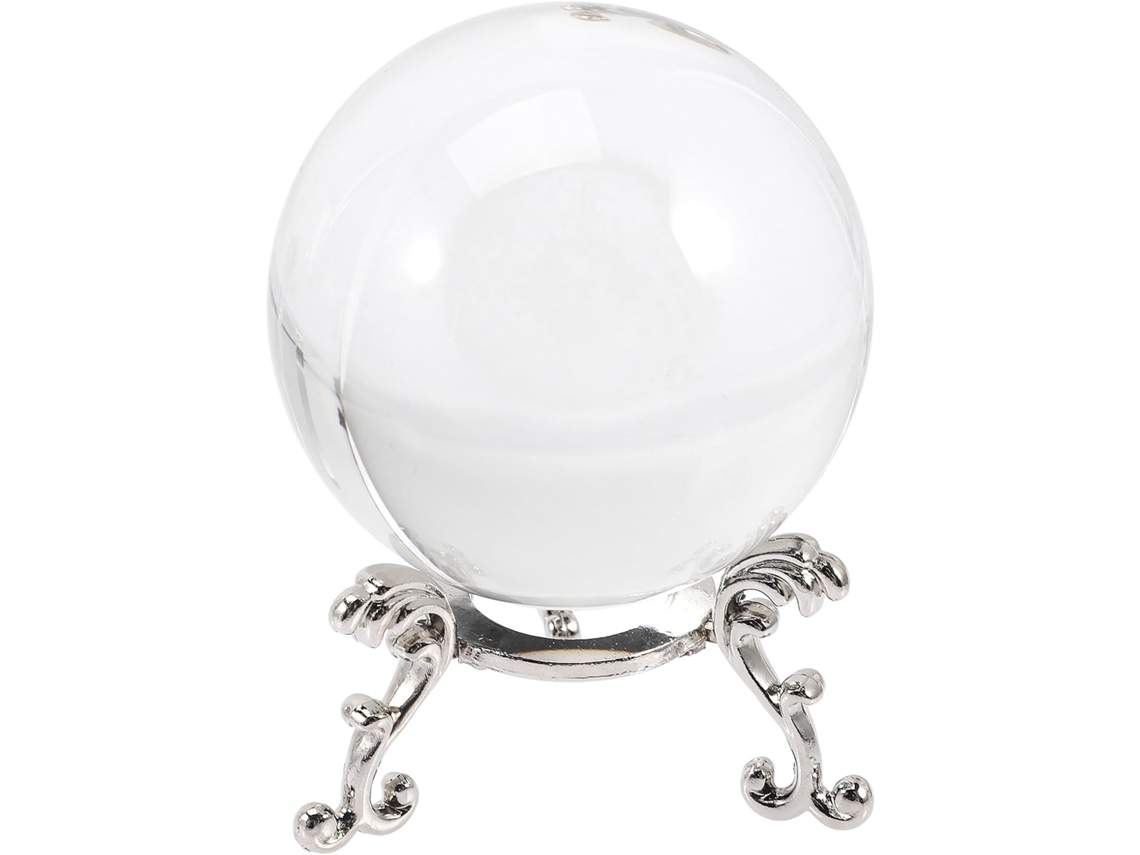 Bola De Cristal Transparente Decorativa De 6 Cm Com Base Prateada