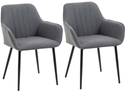 Conjunto de 2 Cadeiras de Sala de Jantar Linho e Metal Cor Cinzento 59,5x56,5x81 cm Homcom