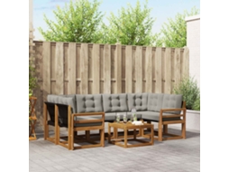 Vidaxl Conjunto De Sofás Para Exterior 7 Unid. Cinza Natural E Claro
