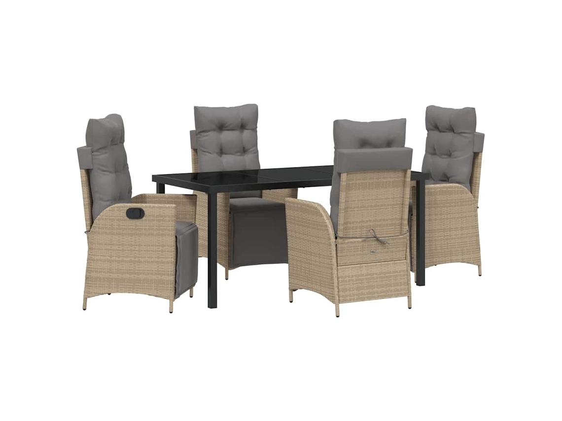 Maison Exclusive - Conjunto De Jantar Para Jardim Com Almofada 5 Pcs Bege Vime Pe