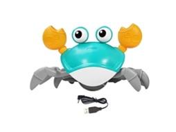 Ats brinquedo de Caranguejo para Bebê com Luz Led e Música, Caranguejo Rastejante Recarregável com Evasão Automática de Obstáculos Azul