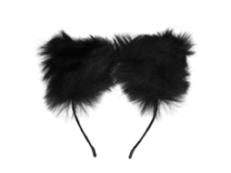 Tiara De Orelhas De Gato Peludas Artificiais Para Mulher Acessório Cabelo Para Festa Cosplay Vida Diária Preto