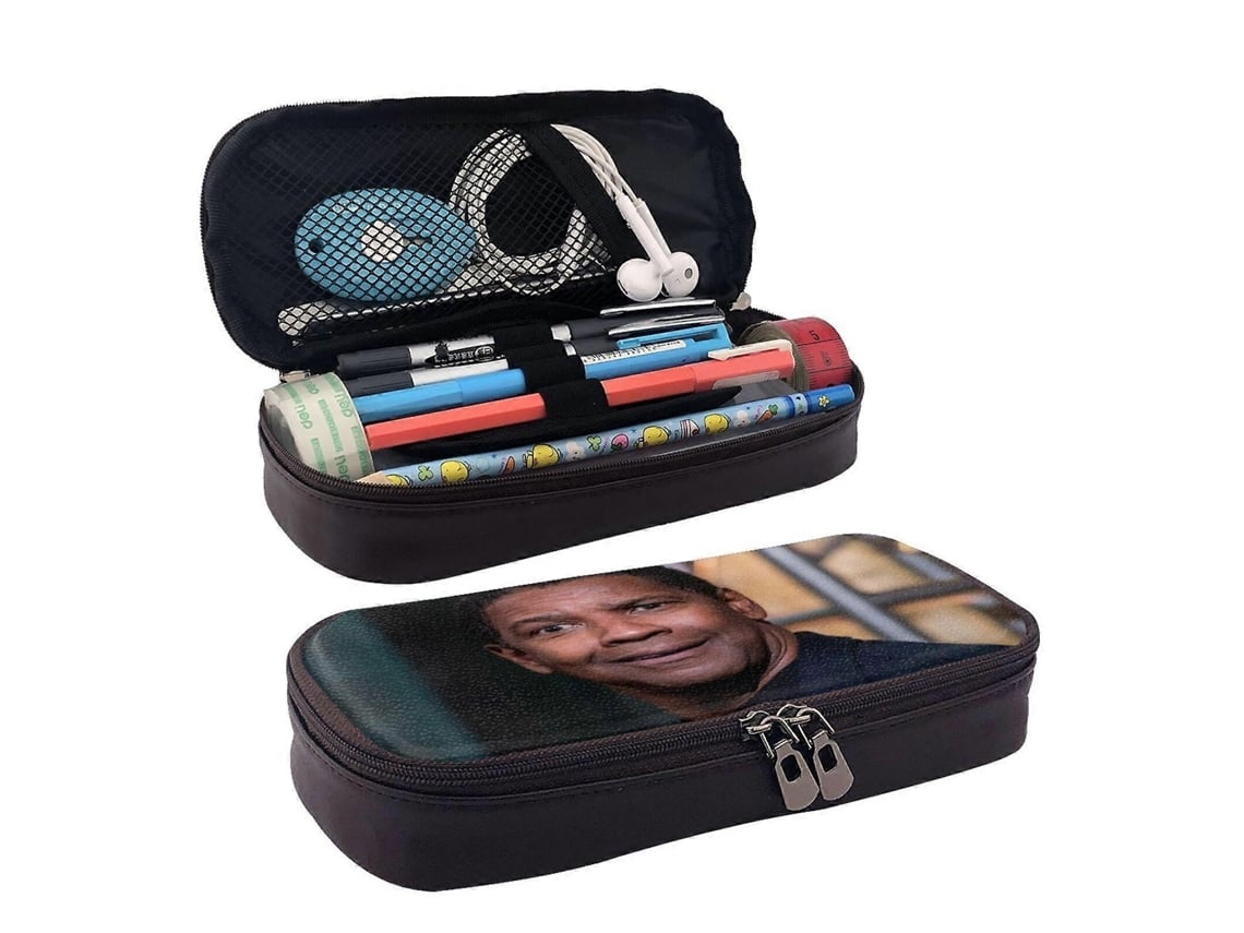 Estojo Denzel Washington V576, Elegante Estojo De Couro Marrom Com Zíper Para Canetas, Marcadores E Materiais De Escritório B576 Olysi Shop