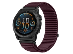 Bracelete Para Garmin (26mm) - Nylon Trançado - Fecho De Velcro - Interface De Metal Ameixa