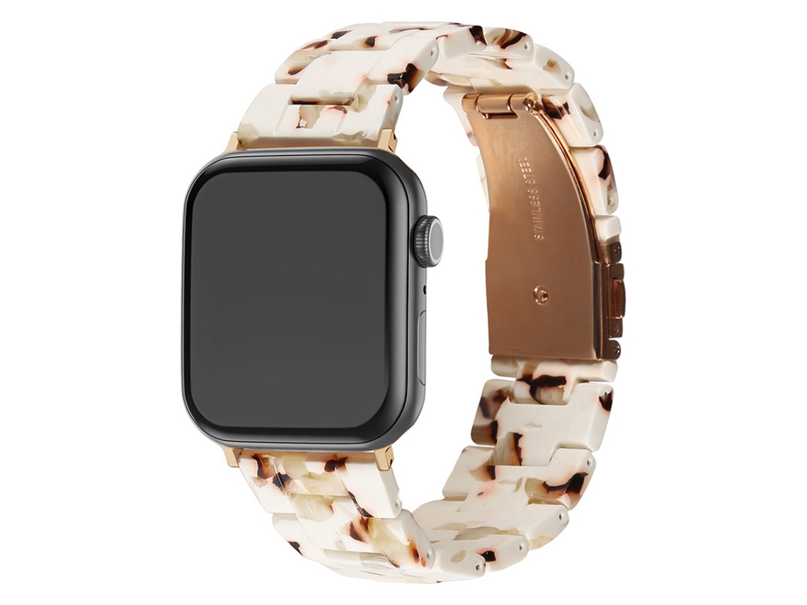 Pulseira de resina para Huawei, Apple Watch 10 e Samsung Galaxy Watch 7, design transparente em cerâmica, cor nougat, 20 mm
