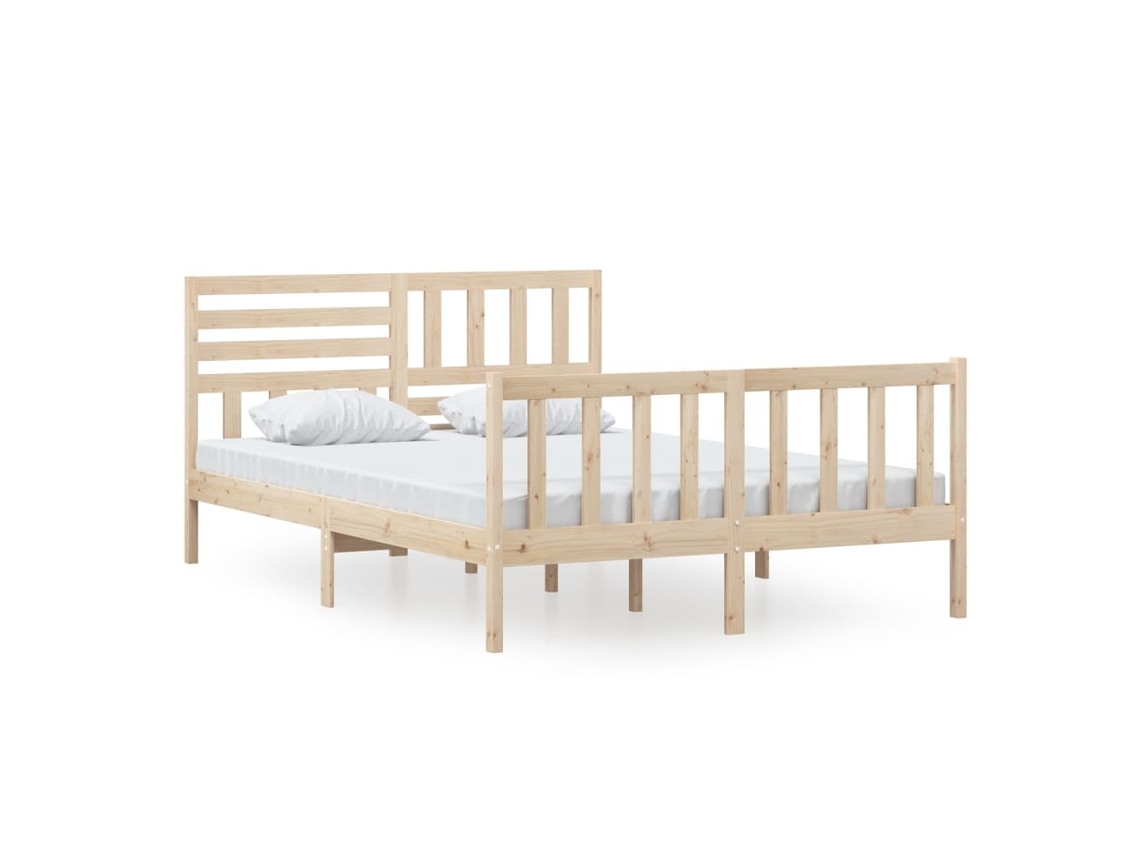 Bed Frame, Bed Frames Vidaxl Marrom Madeira (140 X 200 Cm)