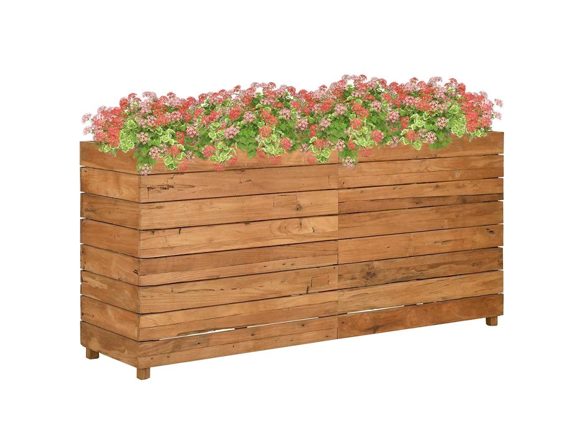 Vidaxl Vaso/floreira 150x40x72 Cm Madeira De Teca Reciclada E Aço