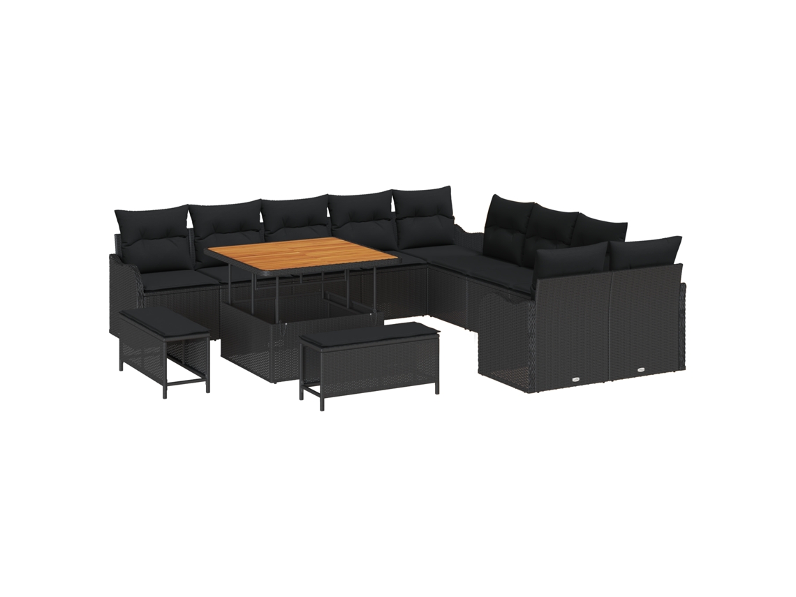 Conjunto 13 Móveis De Jardim Vidaxl Preto Vime Pe (100 X 100 X 71 Cm)