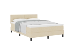 Cama Box com Cabeceira Manual Creme 160x200cm tecido MAISON EXCLUSIVE