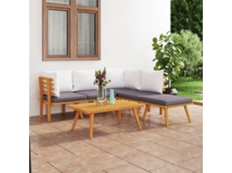 Conjunto Lounge De Jardim 6 Peças Com Almofadões Acácia Macíça Dkd Home Decor