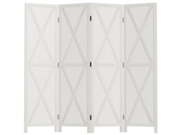 Divisória De Ambientes Dobrável Com 4 Painéis, 182x170 Cm, Elegante, Branca