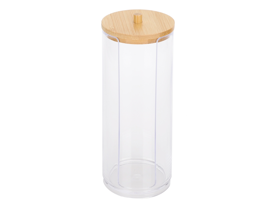Ronjoe-garrafa De Tempero Transparente Com Tampa De Bambu Para Condimentos E Cotonetes