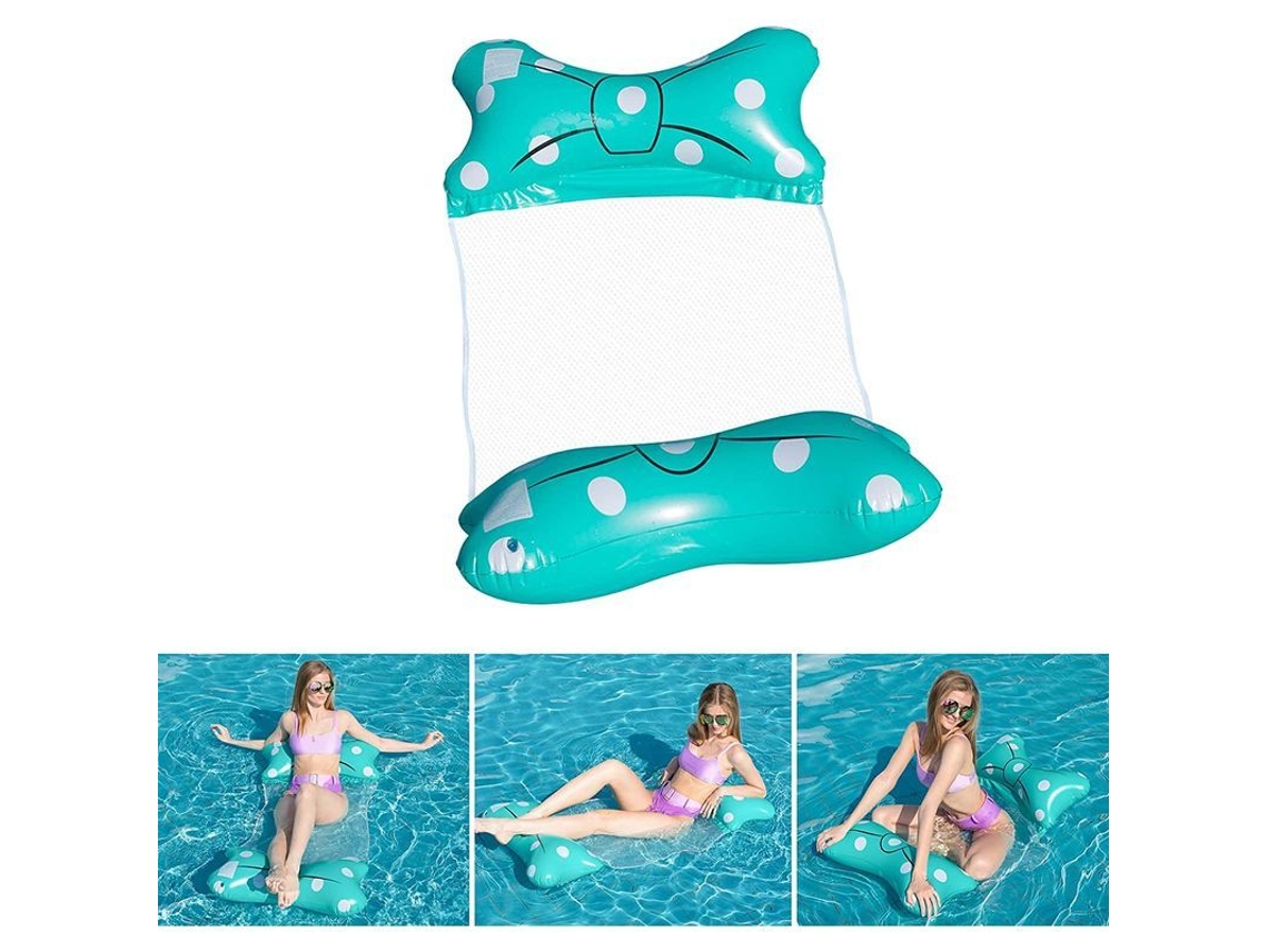Cama Flutuante Inflável Nova Line 4 em 1, azul, anti vazamento, com suporte para piscina