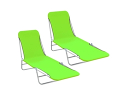Vidaxl Espreguiçadeiras Dobráveis 2 Pcs Aço E Tecido Verde