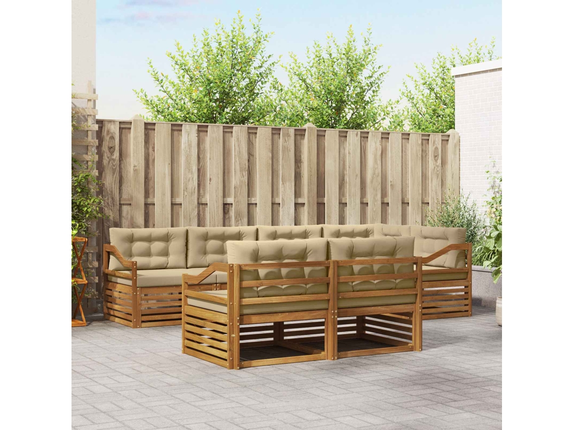 Vidaxl Conjunto De Sofás Para Exterior 7 Unid. Natural E Bege