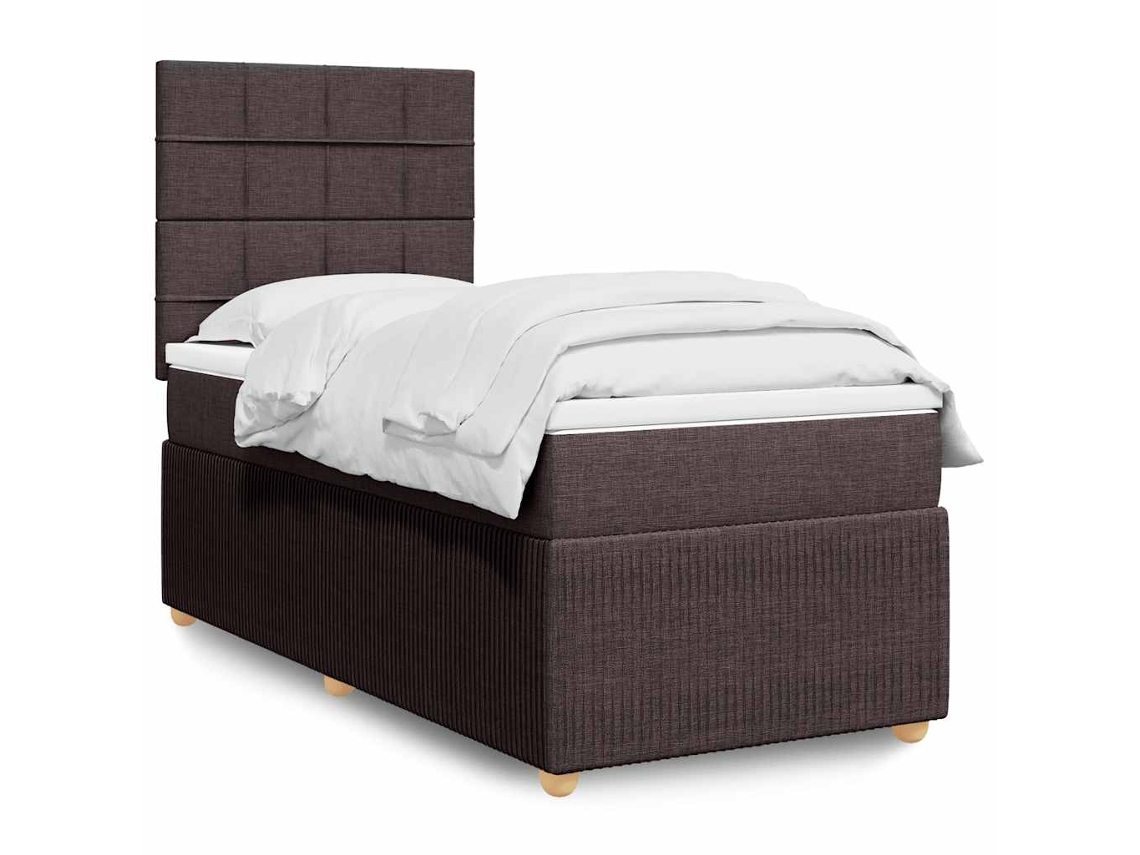 Vidaxl Cama Com Molas/colchão 90x190 Cm Tecido Castanho-escuro