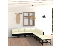 Vidaxl 8 Pcs Conjunto Lounge De Jardim C/ Almofadões Vime Pe Preto