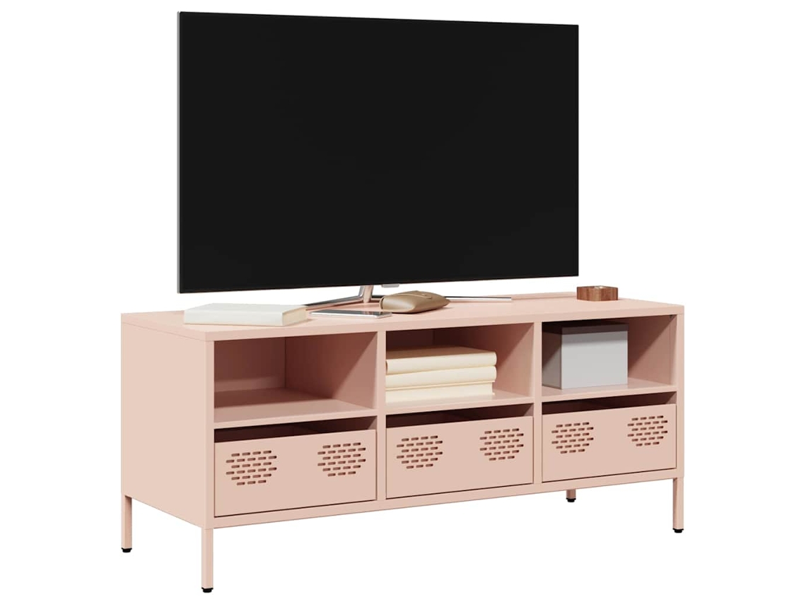 Vidaxl Móvel de Tv 101,5x39x43,5 Cm Aço Laminado a Frio Rosa