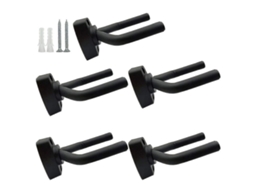 Conjunto de 5 Suportes de Parede Pretos para Guitarra com Parafusos, Compatíveis com Guitarras AQUAFORGE