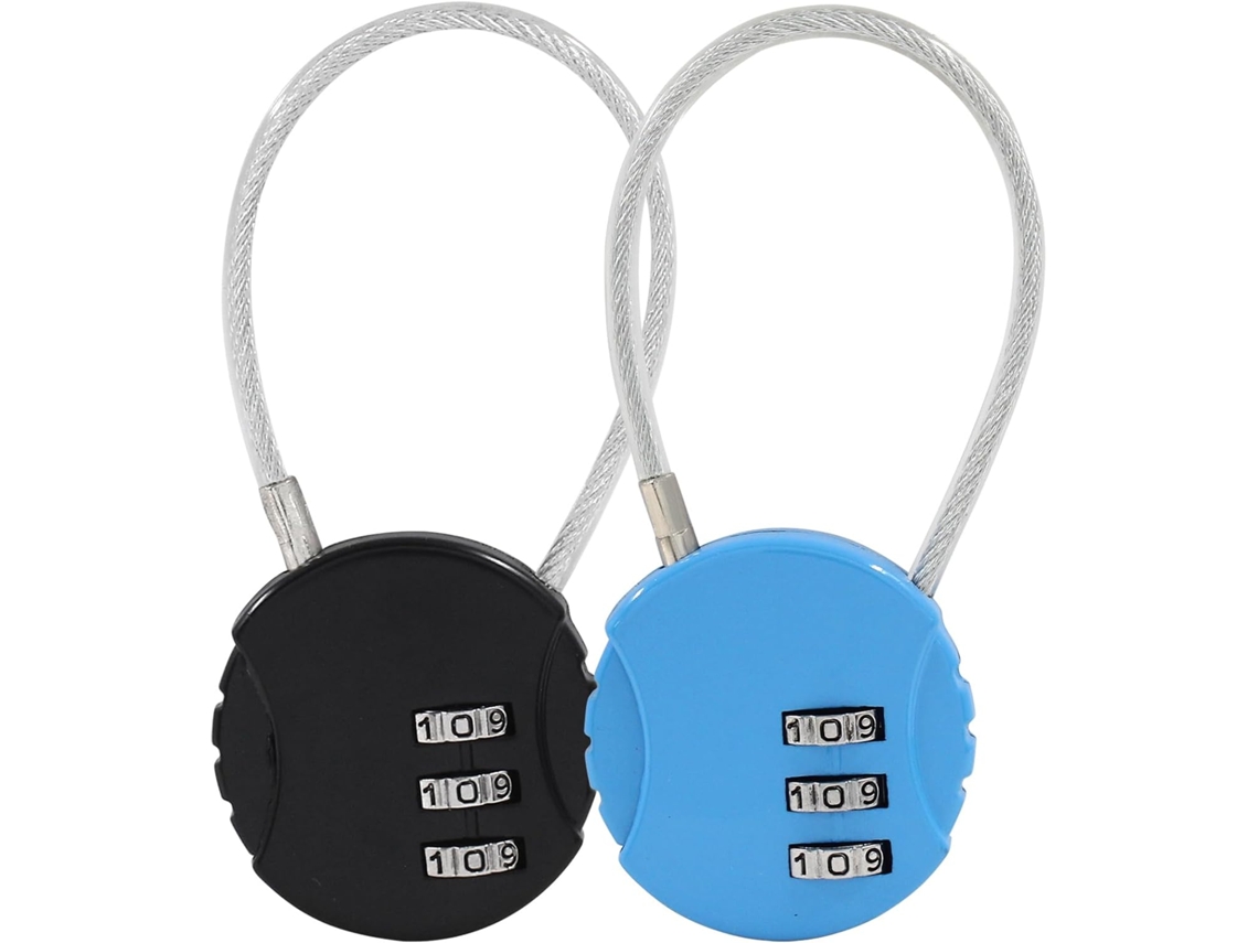 Conjunto De 2 Cadeados Combinação Waziaqoc Para Bagagem, Armário De Academia, Caixa De Joias E Mochila Azul, Preto