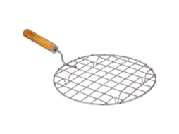 Estantes de arame inox com cabo de madeira para assado, roti, churrasco S/MARCA