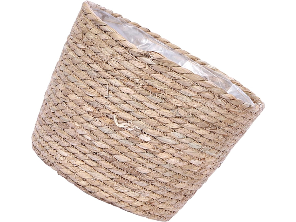 Cesto de Armazenamento Artesanal Feito de Junco e Materiais Naturais. Vaso Rústico para Plantas e Flores, para CHABERLU
