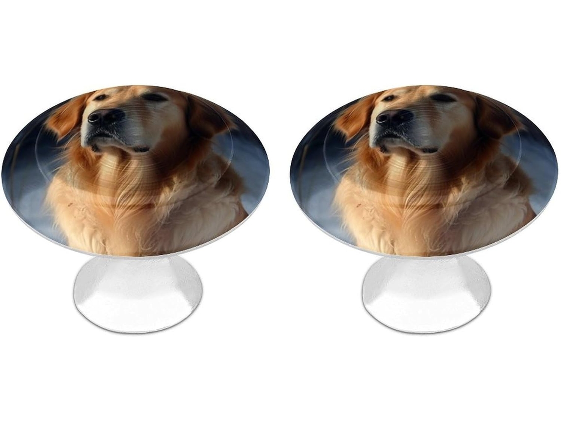 Conjunto De 2 Puxadores Aço Inoxidável Para Armários Cozinha, Personalizados Com Desenho De Golden Retriever, Ideais