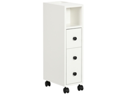 Armário de Casa de Banho Móvel Auxiliar para Espaço Reduzido com Rodas Prateleiras Abertas Armário e Gaveta 18x30x68,5cm Branco ZACHARY