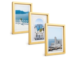 Pinturas Murais Modernasmar Edifícios Brancos Grécia Moldura Dourada Fotos Para O Corredor Espelharte (3 Peças 20x30 Cm)