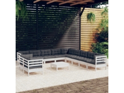 Vidaxl 12 Pcs Conj. Lounge De Jardim C/ Almofadões Pinho Maciço Branco