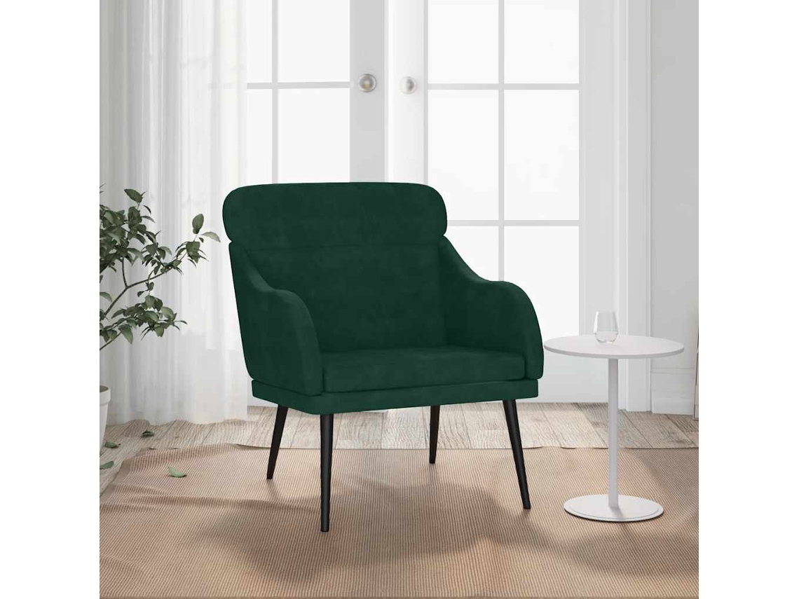 Vidaxl Cadeira C/ Apoio De Braços 63x76x80 Cm Veludo Verde-escuro