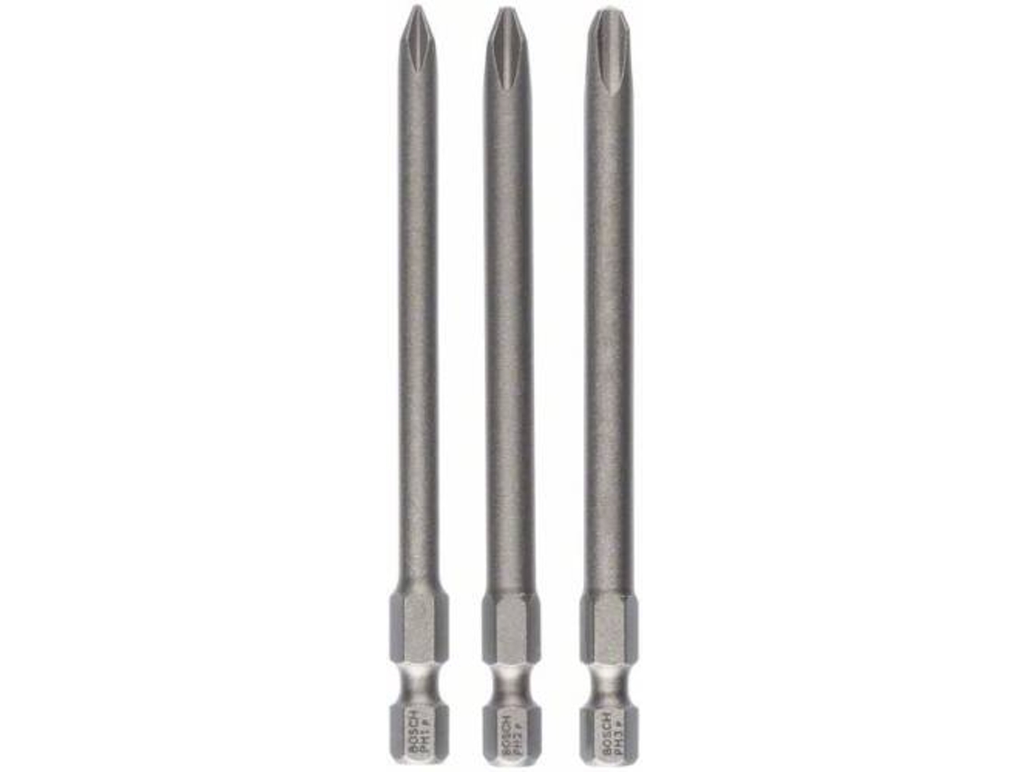Conjunto de 3 Pontas de Aparafusar BOSCH Extraduras Ph1; Ph2; Ph3; 89 mm