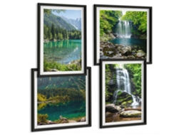Composição De Quadros Na Parede Abstratos De Montanhas Japonesas Moldura Preta Imagens Para Um Quarto Infantil Espelharte (conjunto De 4 Imagens)